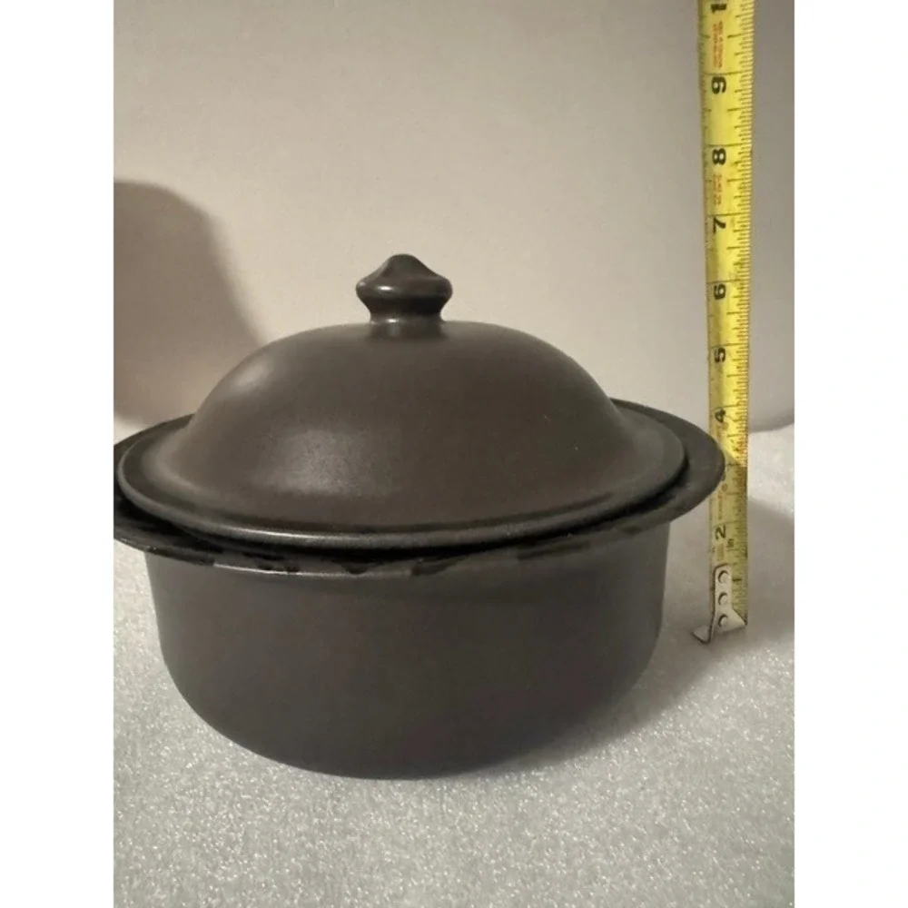 Pfaltzgraff Vintage Black Geometric Casserole Dish with Lid Made in USA